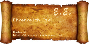 Ehrenreich Etel névjegykártya
